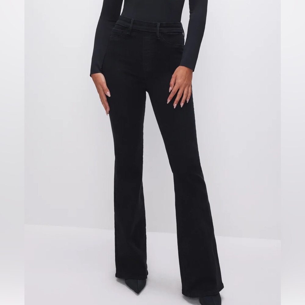 Good American Black Denim Flare Jeans